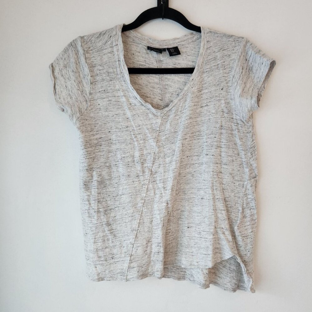 Tahari 100% Linen Slouchy Tee Grey T-Shirt Beachy Casual Women's M